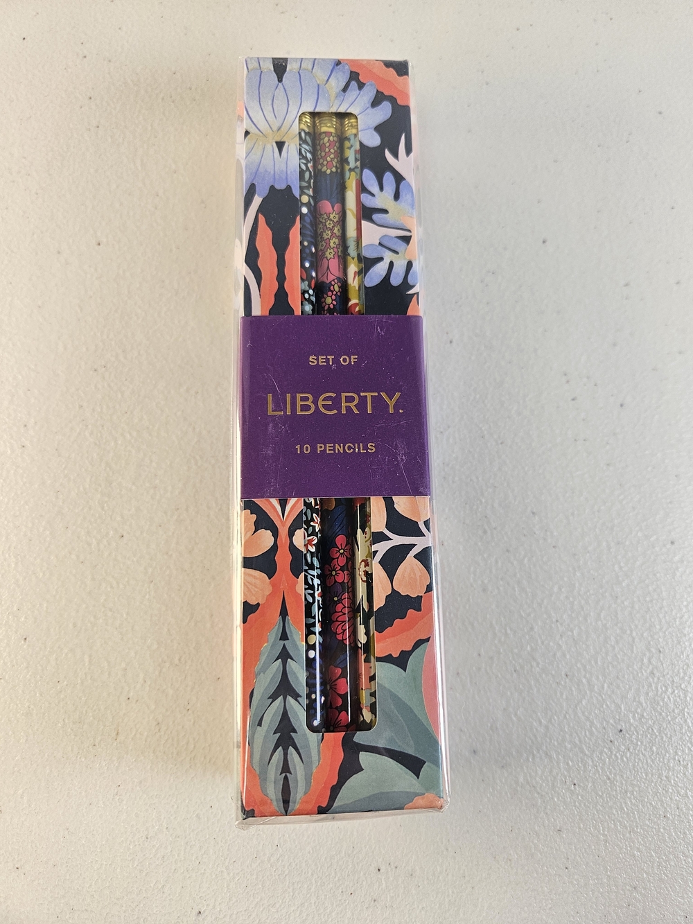 Liberty Floral Pattern Pencil Set with Purple Accent
